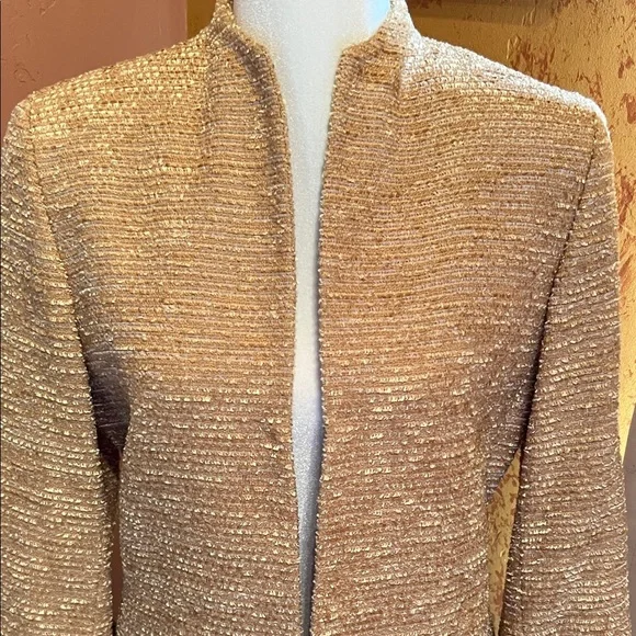 Josephine Chaus Gold Textured Wool Jacket - Picture 3 of 16